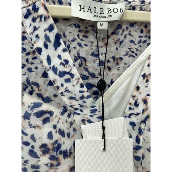 NWT Hale Bob Womens‎ Tops Flared Sleeve V-Neck Button Front Printed Ivory Size M - Picture 9 of 13